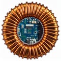 Power Electronics - Toroidal Inductor and PCB Royalty Free Stock Photo