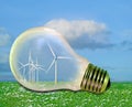 Power energy electrical electric bulb light green greenhouse climate change global windfarm wind farm turbines windmills renewable