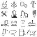 Power and energy line icons set