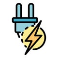 Power energy plug icon color outline vector Royalty Free Stock Photo