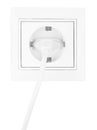 Power European electric plug isolated on a white.  electric cord plugged into a white electricity socket on white background Royalty Free Stock Photo