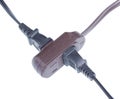 Power extension cord in use. Royalty Free Stock Photo