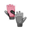 power fitness gloves cartoon vector illustration