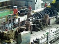 Power generator steam turbine in repair process, machinery, pipes, tubes at power plant Royalty Free Stock Photo