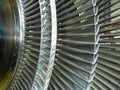 Power generator steam turbine in repair process, machinery, pipes, tubes at power plant Royalty Free Stock Photo