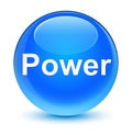 Power glassy cyan blue round button Royalty Free Stock Photo