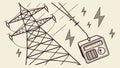 Power Grid and Lightning Bolts, Energy Technology Vector, vector design Generative AI Royalty Free Stock Photo