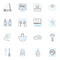 Power Hours linear icons set. Energy, Productivity, Motivation, Focus, Efficiency, Progress, Discipline line vector and