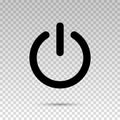 Power icon. Button start. Black symbol off isolated on transparent background. Sign switch for design prints. Flat circle pictogra Royalty Free Stock Photo