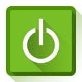 Power Icon Flat Green Square Button