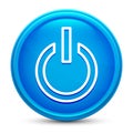 Power icon glass shiny blue round button isolated design vector illustration Royalty Free Stock Photo