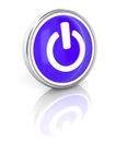 Power icon on glossy blue round button Royalty Free Stock Photo