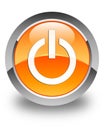 Power icon glossy orange round button Royalty Free Stock Photo