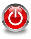 Power icon glossy red round button Royalty Free Stock Photo