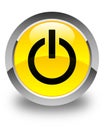 Power icon glossy yellow round button Royalty Free Stock Photo