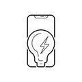 Black line icon for Power, iphone and smartphone