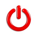 Power icon of red color on a white background. Volumetric design. Vector illustration