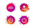 Power icons. Start engine symbol. Push arrow. Vector