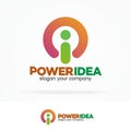 Power idea logo set with energy switch and letter i