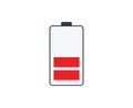 Power Indicator of Battery Half Full. Vector Illustration.