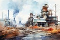 Pollution industrial factory plant refinery energy ecology production chimney smoke technology chemistry