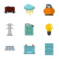 Power industry icon set, flat style Royalty Free Stock Photo