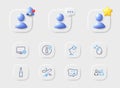 Power info, Communication and Monitor settings line icons. For web app, printing. Vector