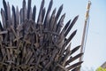 Power, Iron throne made with swords, fantasy scene or stage. Rec