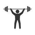 Power Lifting Icon. Man with Barbell Sign. Vector