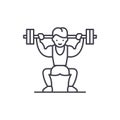 Power lifting line icon concept. Power lifting vector linear illustration, symbol, sign