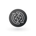 Power lightning with circle refresh arrows logo icon. Vector electric fast thunder bolt symbol. Vector illustration isolated on Royalty Free Stock Photo