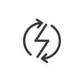 Power lightning with circle refresh arrows logo icon. Vector electric fast thunder bolt symbol. Vector illustration isolated on Royalty Free Stock Photo