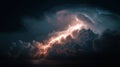Power of Lightning in Dark Storm Clouds Royalty Free Stock Photo