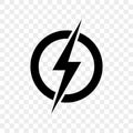 Power Lightning Logo Icon. Vector Black Thunder Bolt Symbol