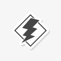 Power lightning sticker. Electric fast thunder bolt symbol Royalty Free Stock Photo