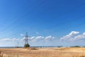 Power line bright summer day