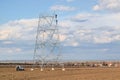 Power line construction Royalty Free Stock Photo