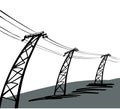 Power line, electric main, electric line vector