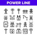 Power Line Electricity Collection Icons Set Vector Royalty Free Stock Photo