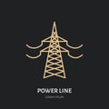 Power line flat linear icon. Commercial electricity tower sign. Thin logo for electrical service