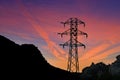 Power line, high voltage DC line, construction of wires and devices transmission, distribution electrical energy, natural mountain