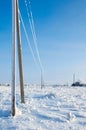 Power line in hoarfrost Royalty Free Stock Photo