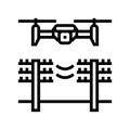 power line inspection drone line icon vector illustration