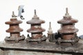 Power line insulators Royalty Free Stock Photo