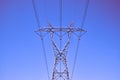 Power line metal pylon with high voltage cables Royalty Free Stock Photo