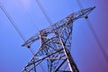 Power line metal pylon with high voltage cables Royalty Free Stock Photo