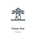 Power line outline vector icon. Thin line black power line icon, flat vector simple element illustration from editable industry Royalty Free Stock Photo