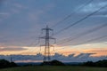 power line passing overhead electricity wire of the support carrying the light and the heat in the house Royalty Free Stock Photo