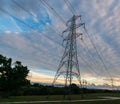 power line passing overhead electricity wire of the support carrying the light and the heat in the house Royalty Free Stock Photo