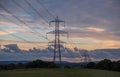 power line passing overhead electricity wire of the support carrying the light and the heat in the house Royalty Free Stock Photo